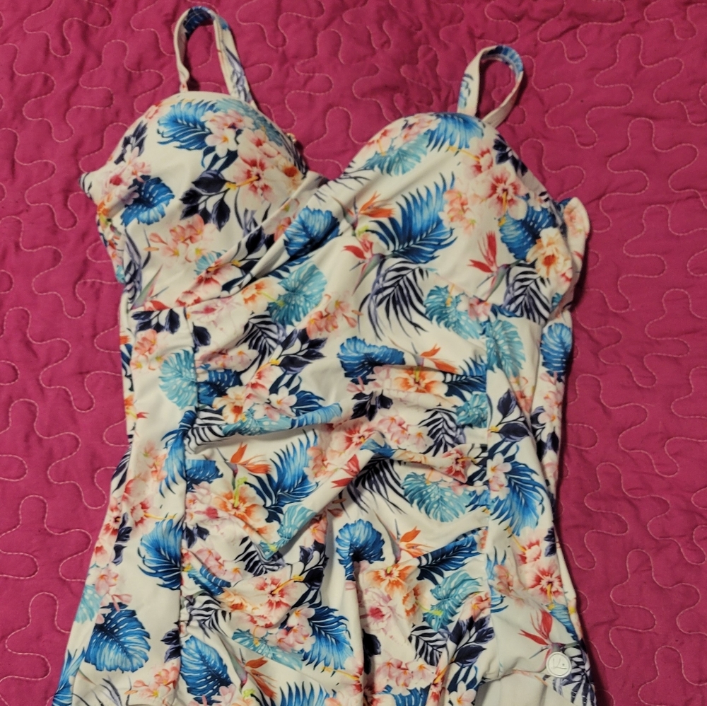 One piece floral bathing suit- wired